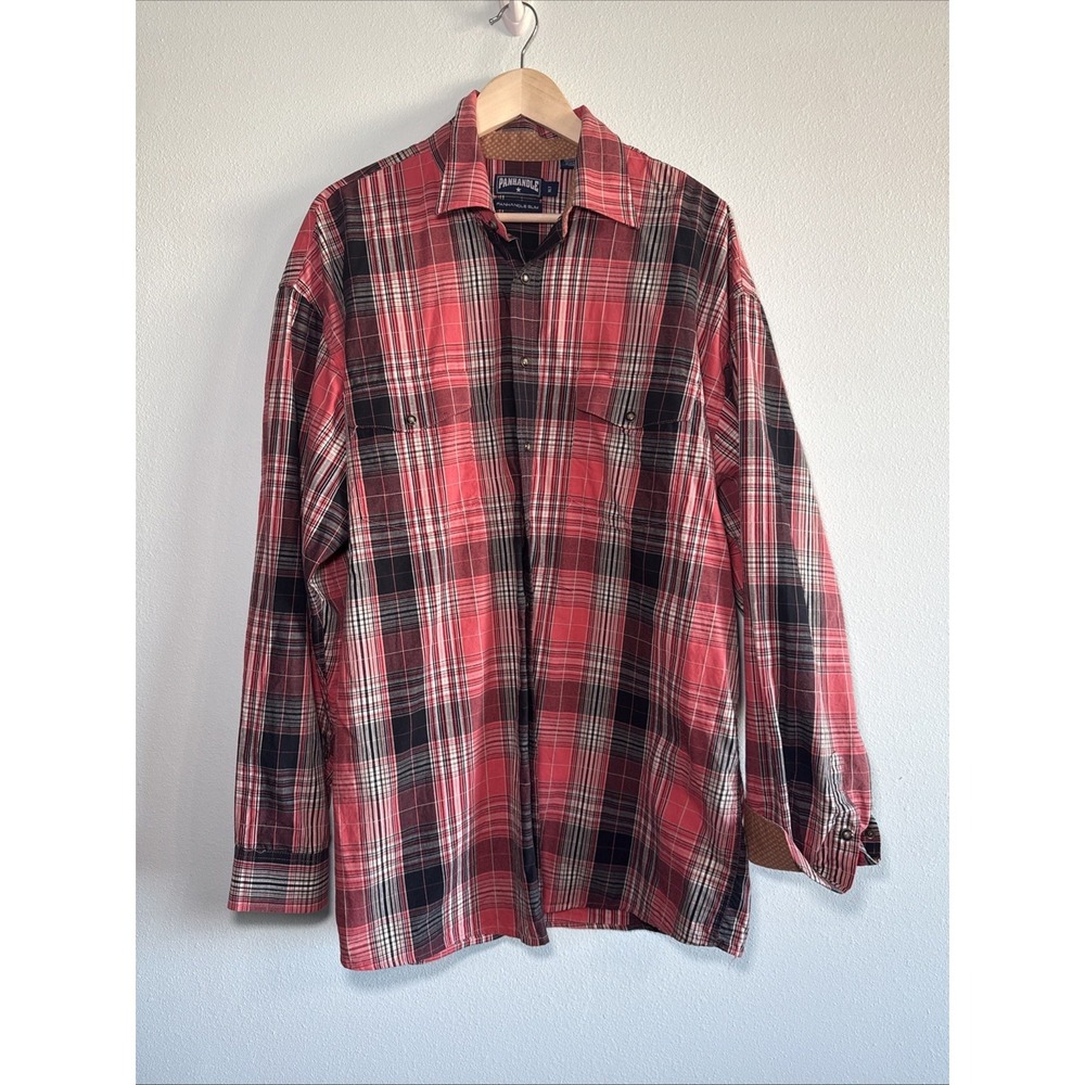 Panhandle Slim Shirt Men‎ Sz XLT Western Plaid Pearl Snap Long Sleeve